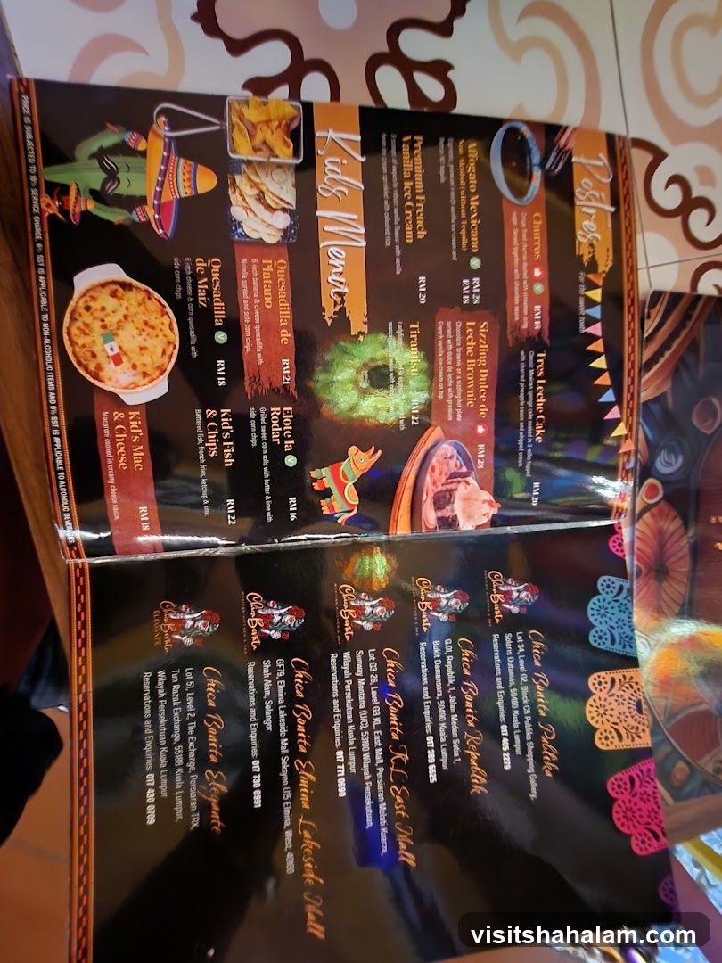 Chica Bonita Menu