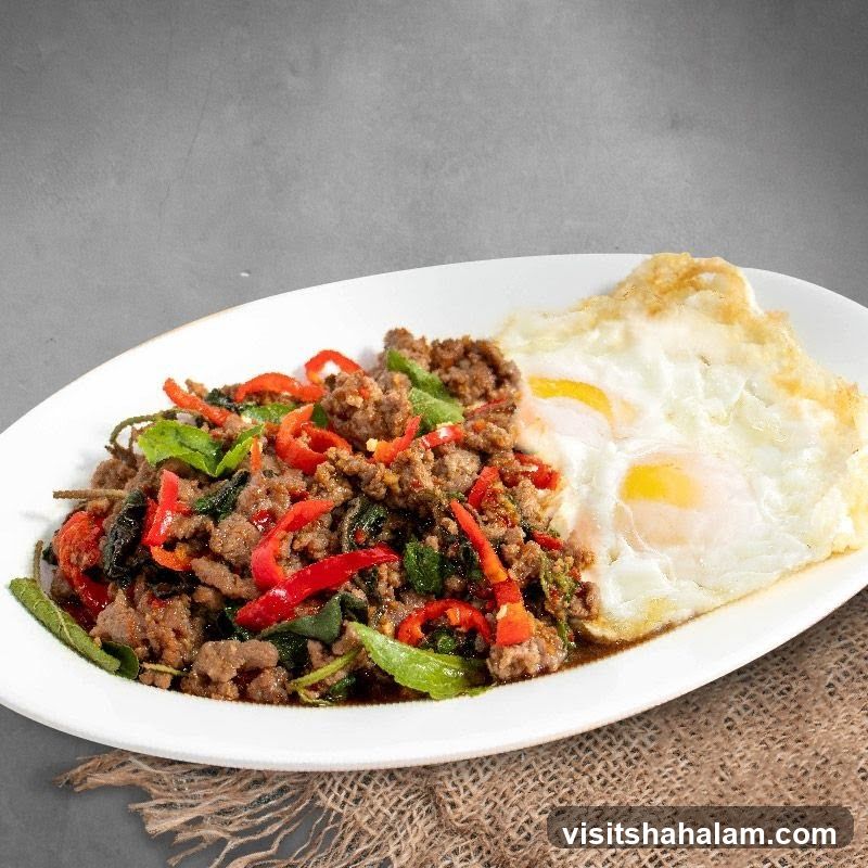 Minced Beef with Basil and Fried Eggs