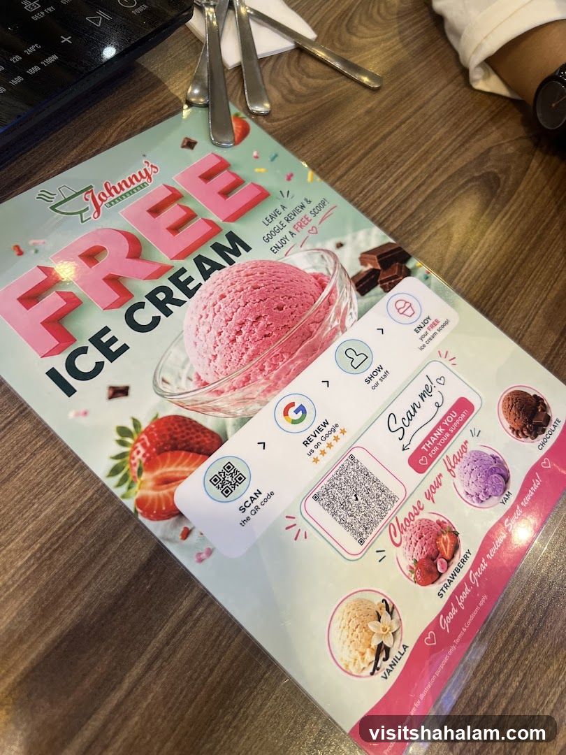 Johnny's Restaurant Free Ice Cream