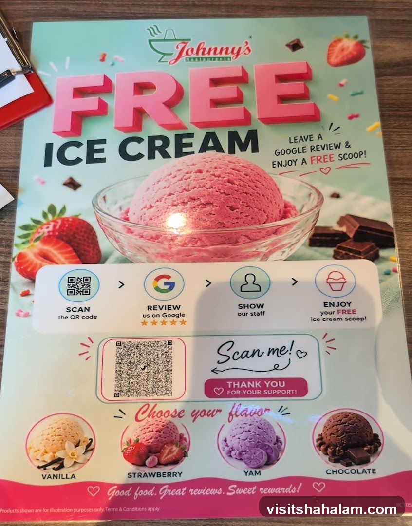 Johnny's Restaurants Free Ice Cream Promotion