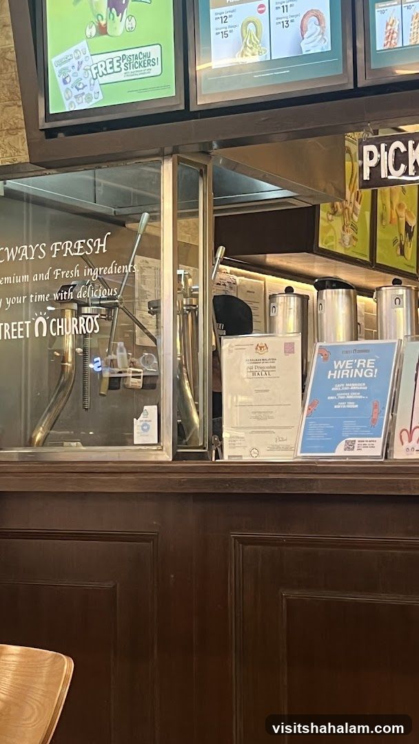 Churros shop counter