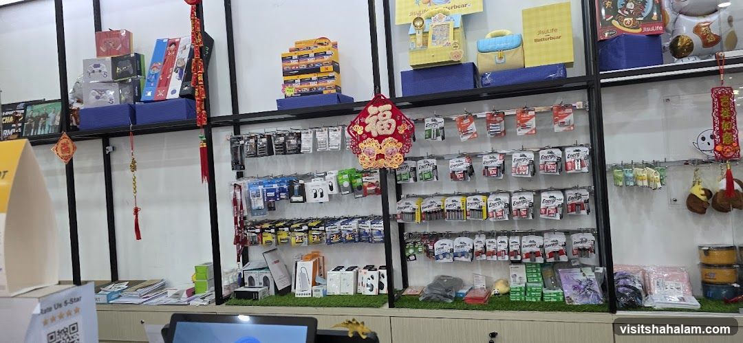 Store Display with Electronics and Decorations