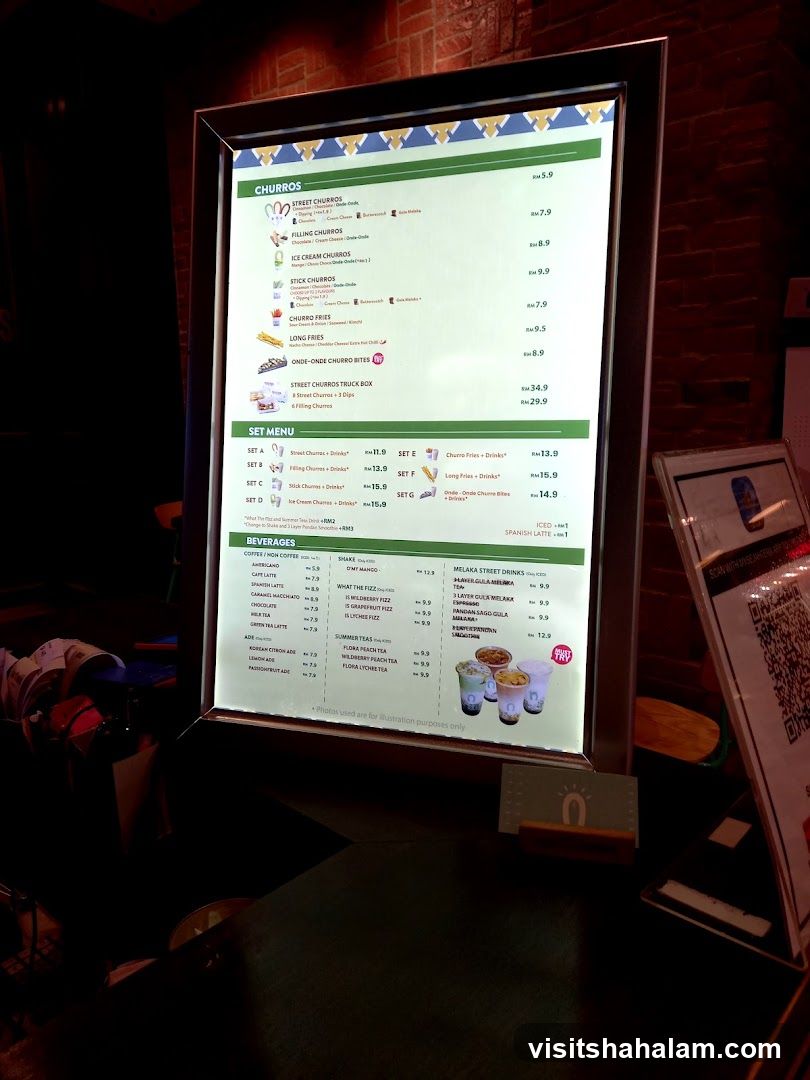 Churros and Beverages Menu