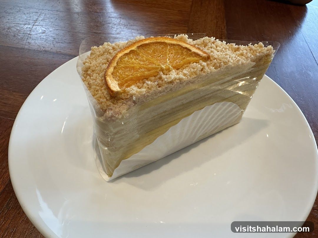 Slice of Mille Crepe Cake