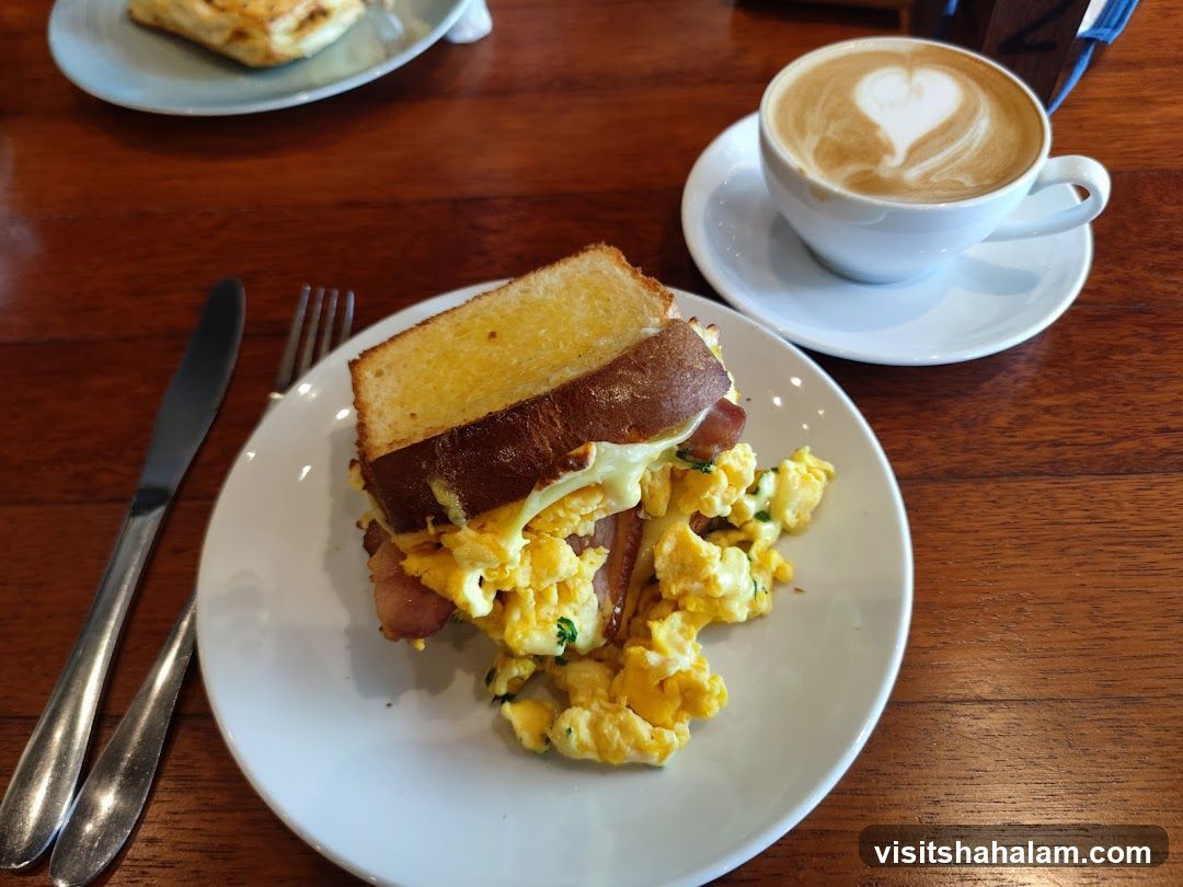 Breakfast Sandwich and Latte