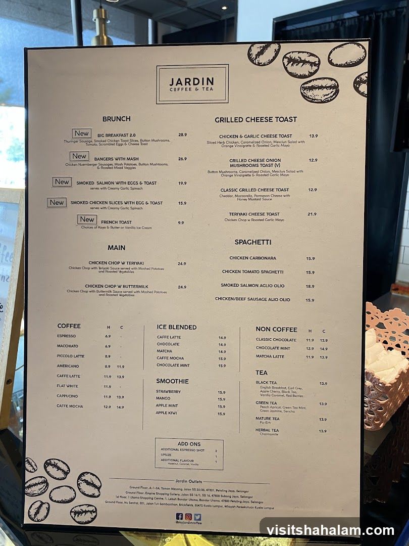 JARDIN COFFEE & TEA Menu