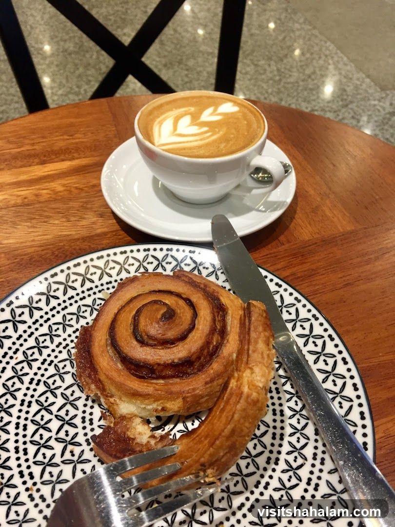 Cinnamon Roll and Latte