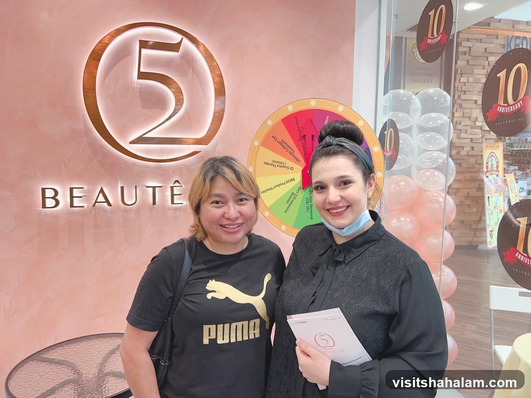 Two Women Posing in Front of a Beauty Salon