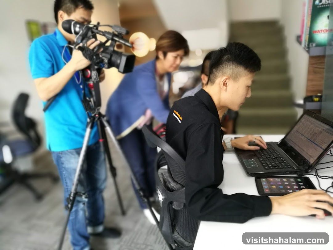 Filming in an office