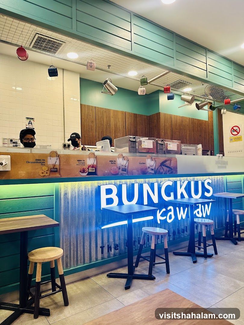 Cafe Interior with Neon Sign