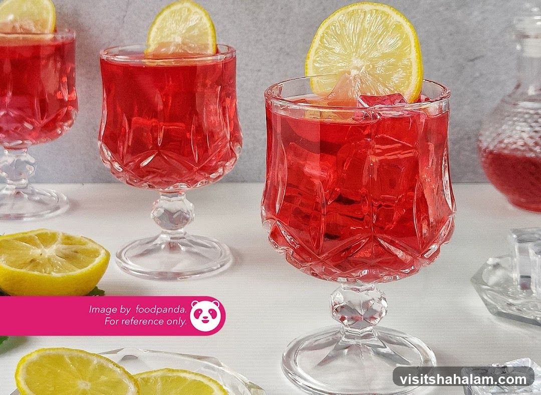 Red Drinks with Lemon Slices