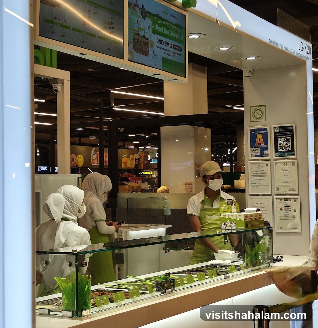 Dessert counter with staff