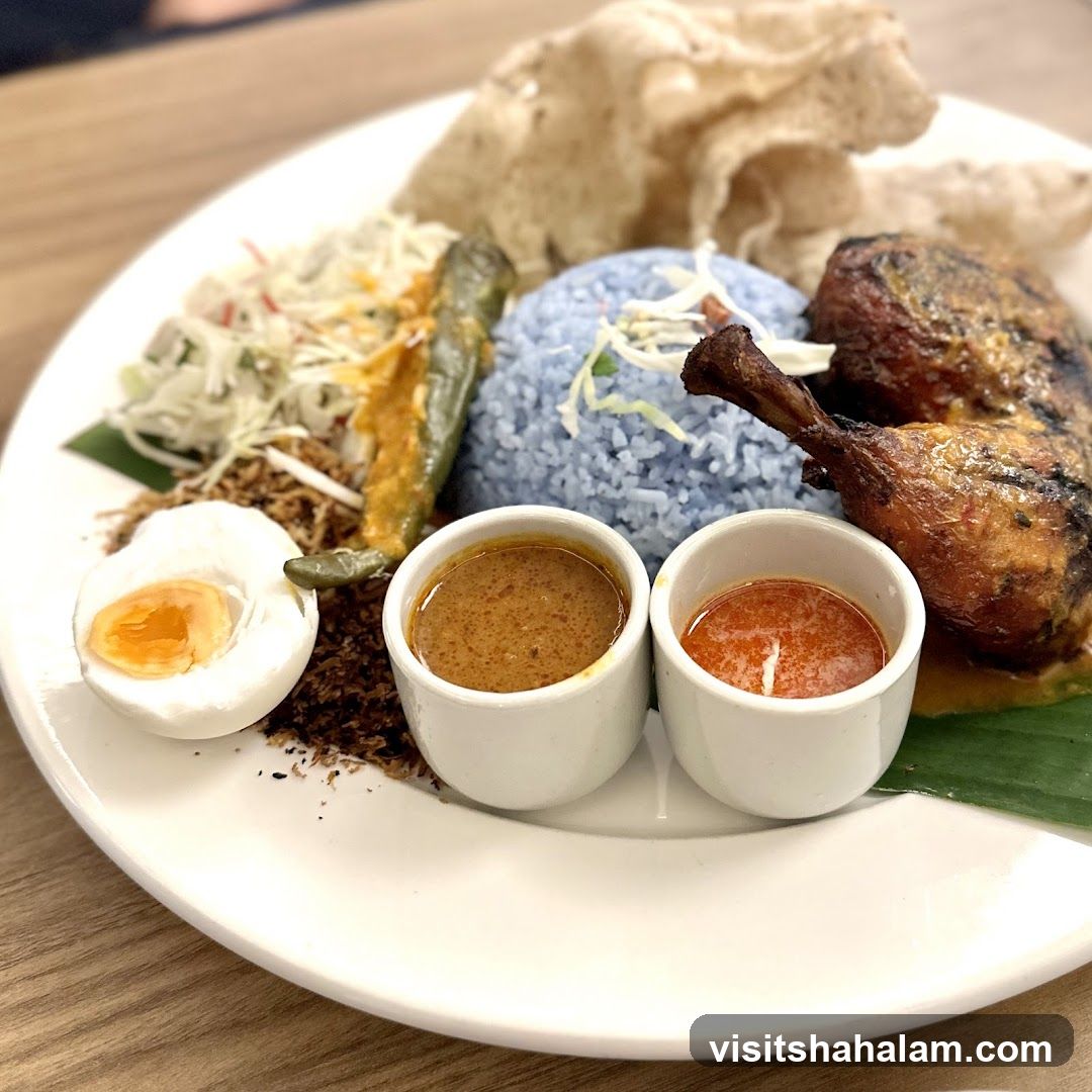 Nasi Kerabu with Fried Chicken