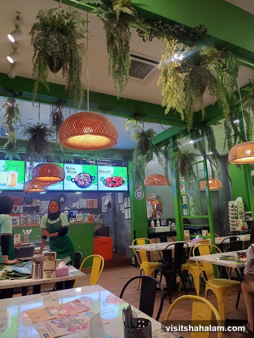 Restaurant Interior with Hanging Plants