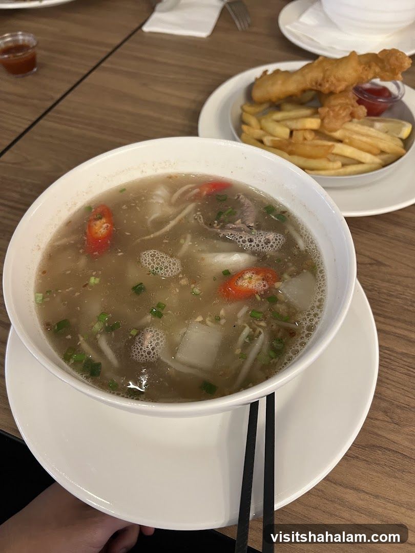 Noodle Soup and Fish and Chips