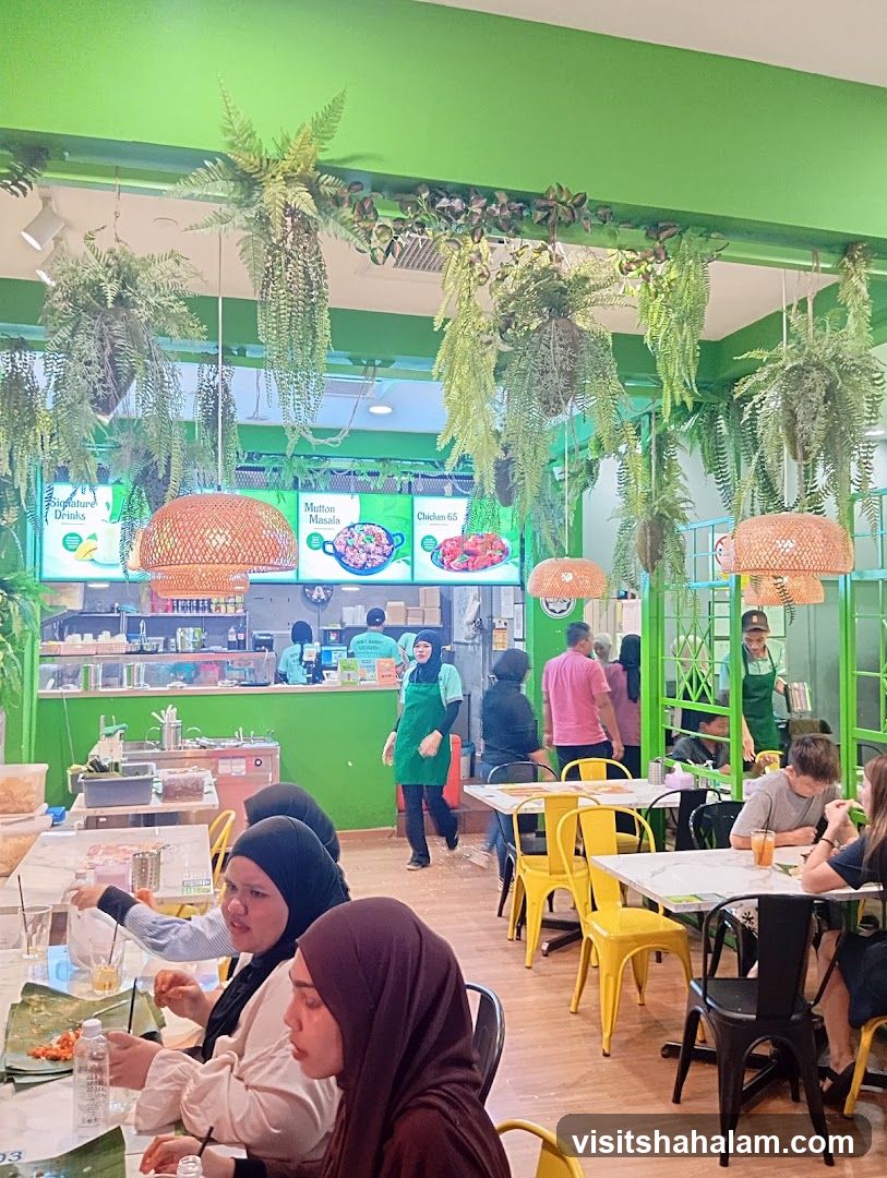 Restaurant Interior with Green Decor