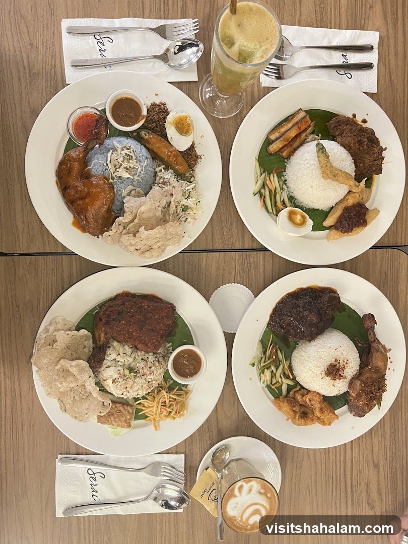Four Plates of Nasi Lemak and Drinks