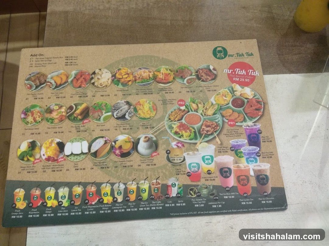 Mr. Tuk Tuk Menu