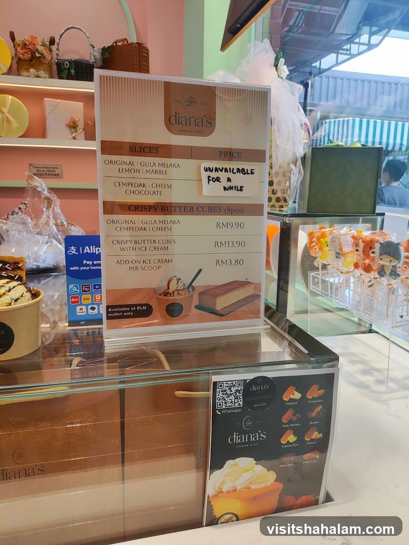 Diana's Premium Cakes Menu