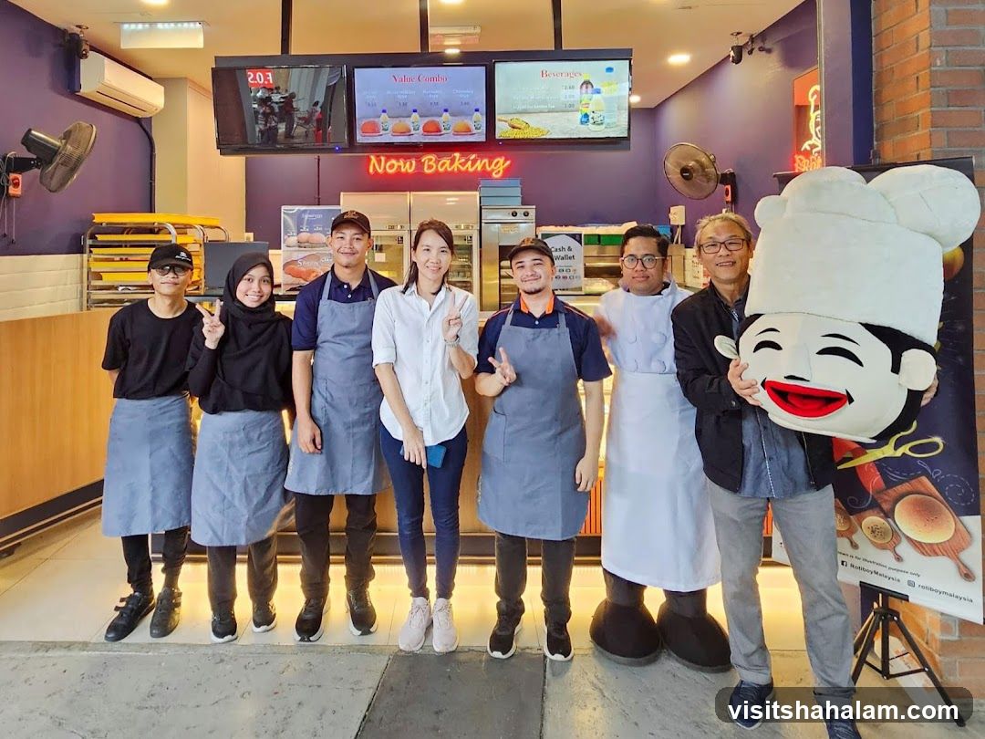 Bakery Staff Posing with Mascot