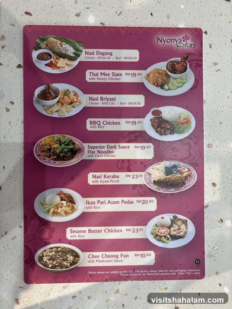 Nyonya Colors Menu