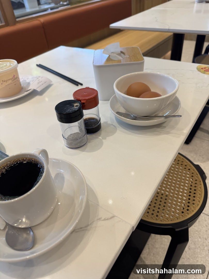 Table Setting with Coffee and Eggs