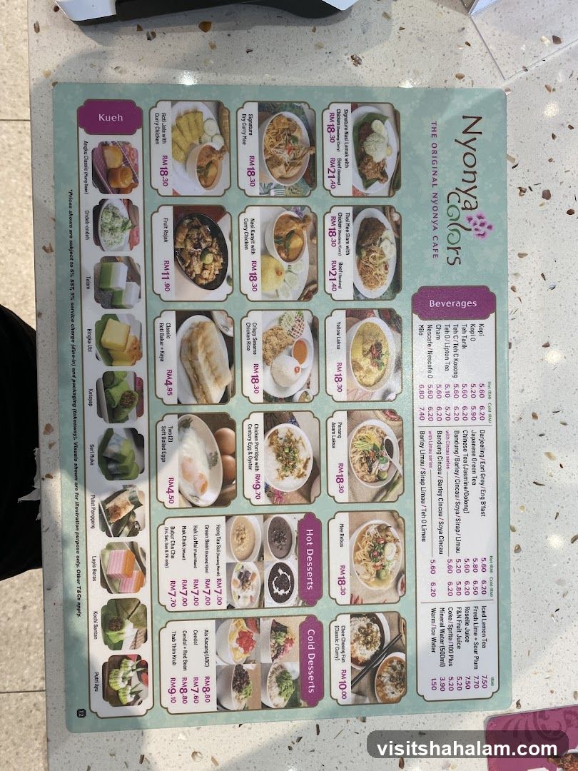 Nyonya Colors The Original Nyonya Cafe Menu