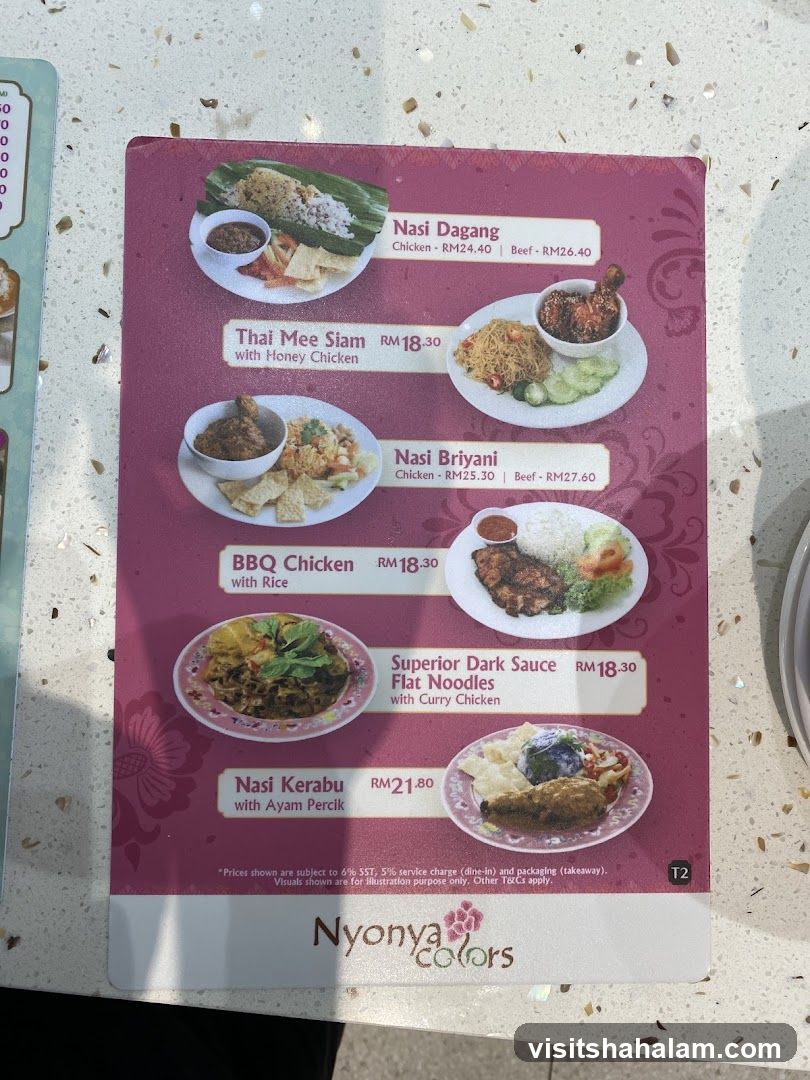 Nyonya Colors Menu