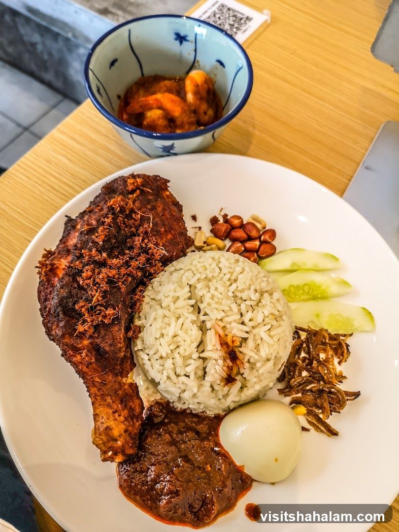 Nasi Lemak with Fried Chicken