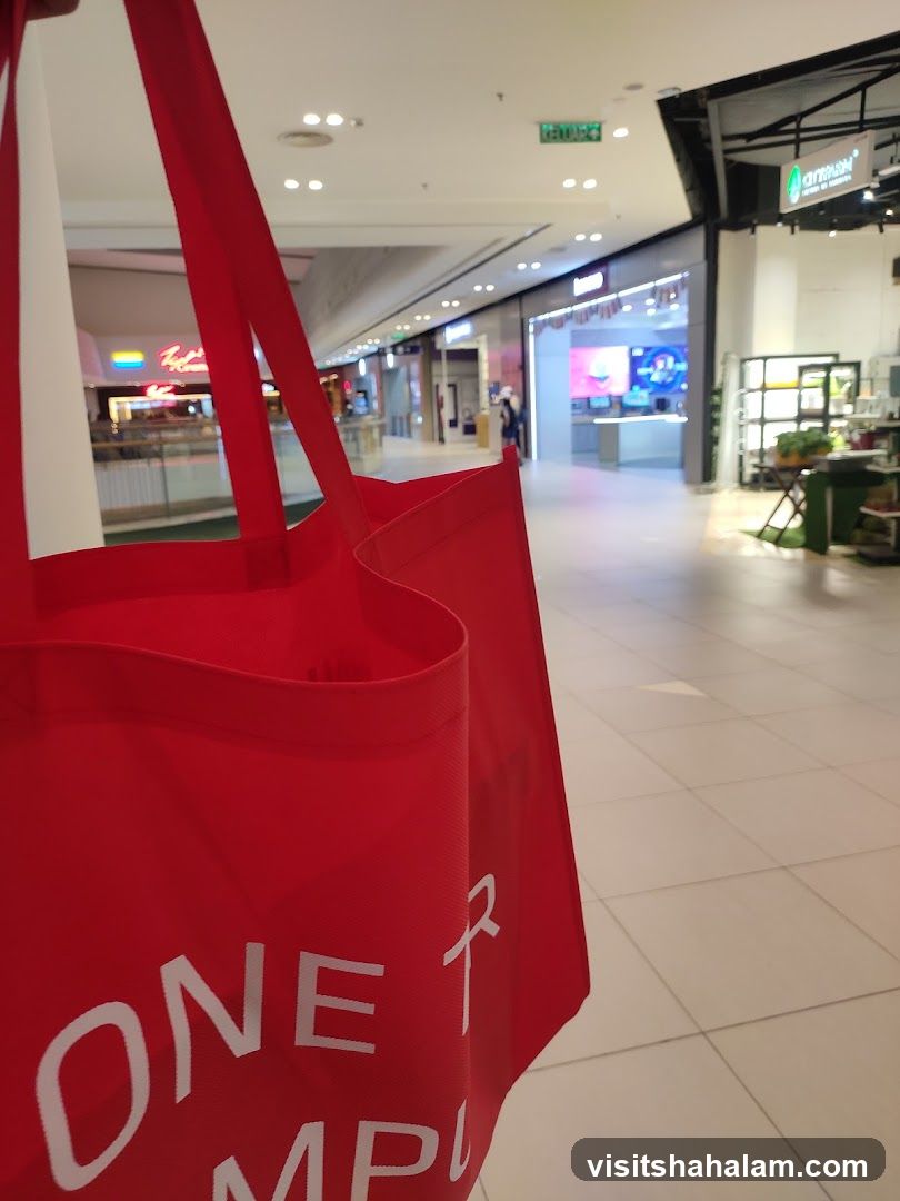 Red Tote Bag in Mall