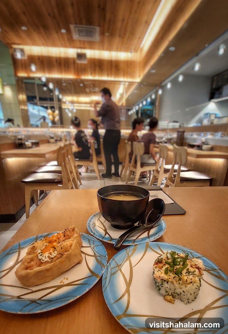 Sushi Restaurant Interior with Food
