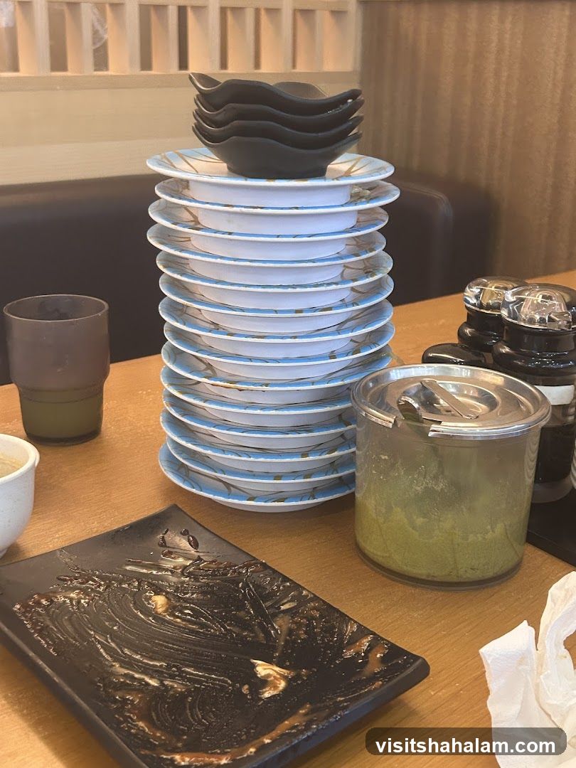 Table Setting with Stacked Plates and Condiments