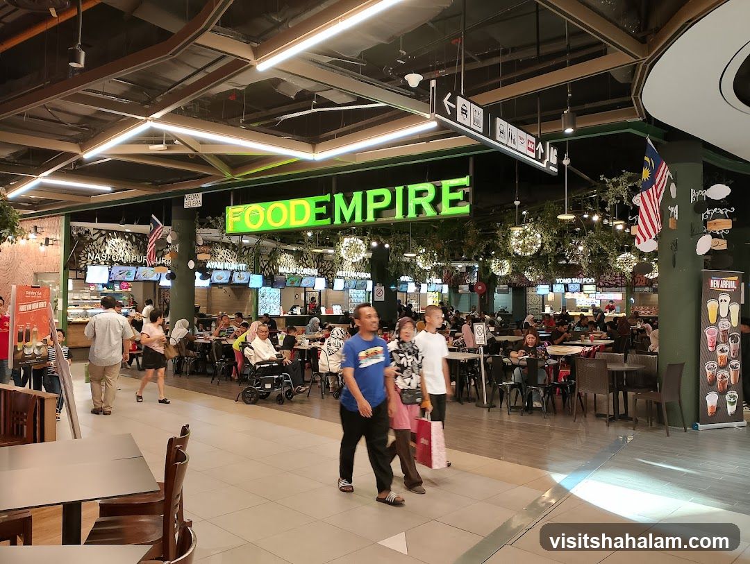 Food court with diverse food stalls