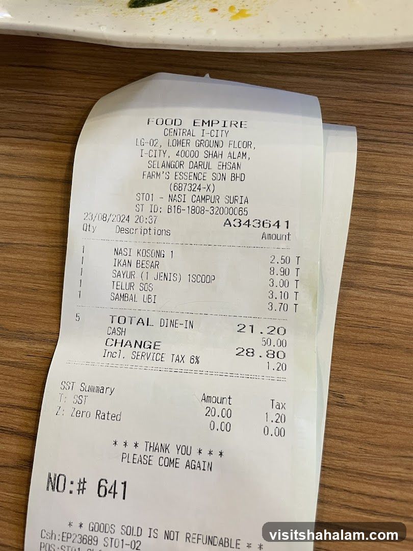 Food Empire Receipt