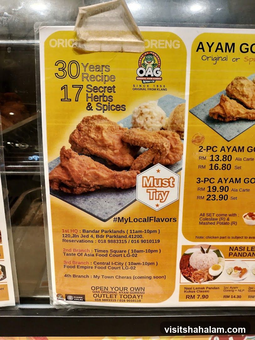 OAG Original Ayam Goreng Menu