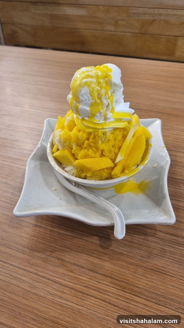 Mango shaved ice dessert