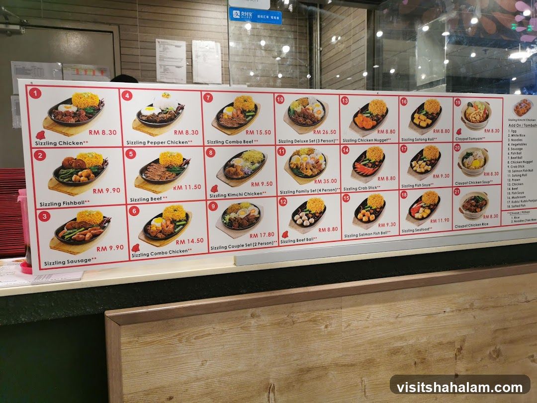 Sizzling Dishes Menu