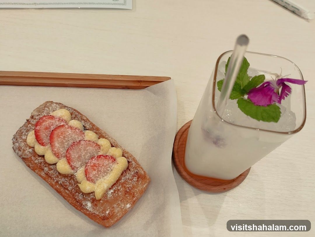 Strawberry Pastry and Drink