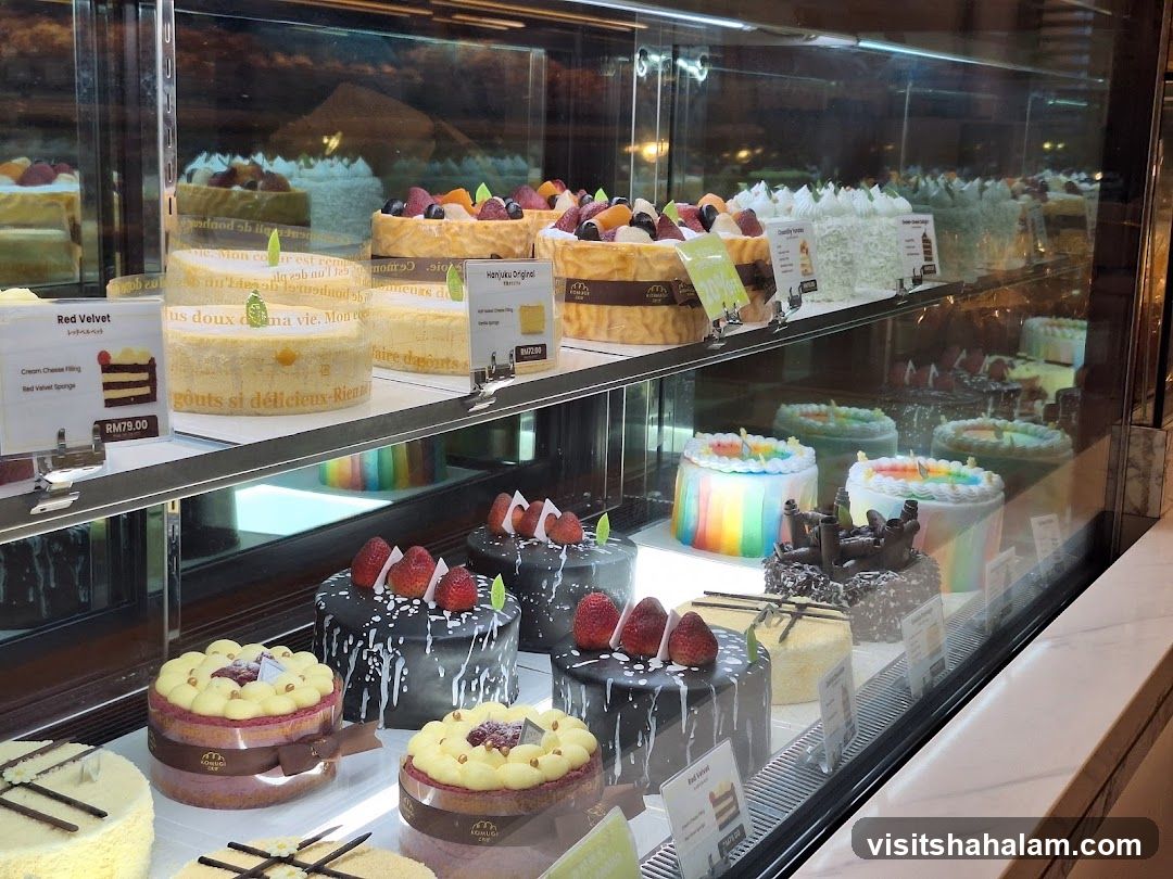Cakes in a Display Case