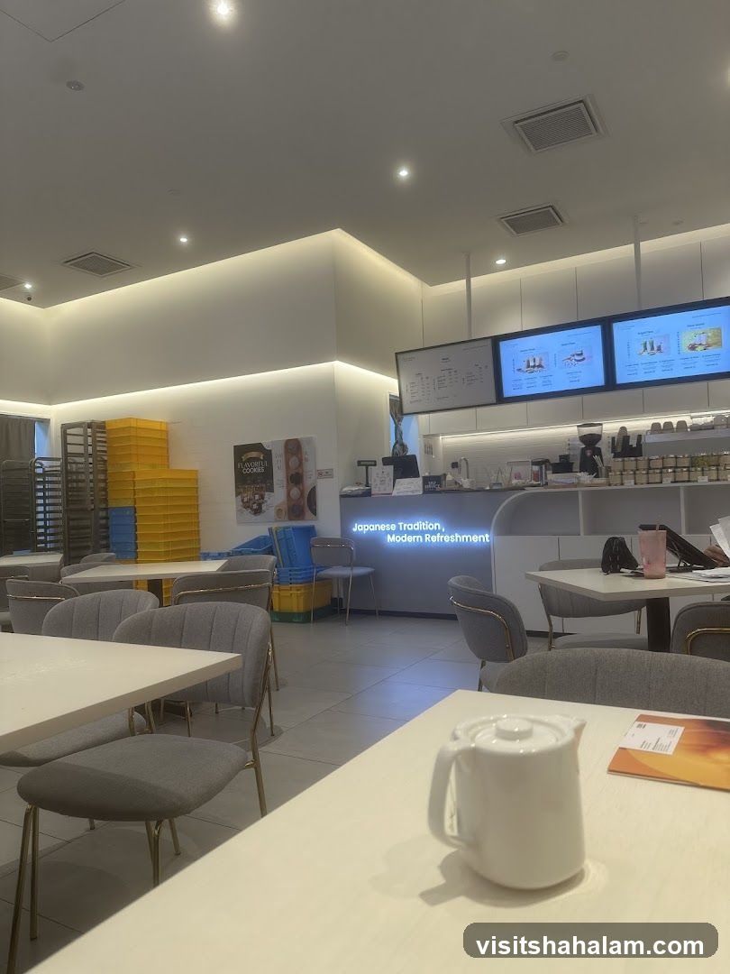 Cafe Interior with Menu Screens