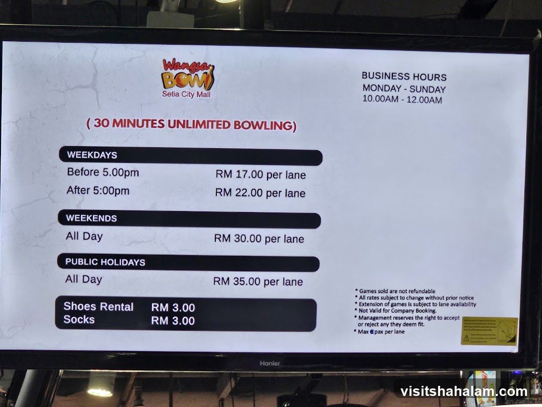 Wangsa Bowl Setia City Mall Pricing