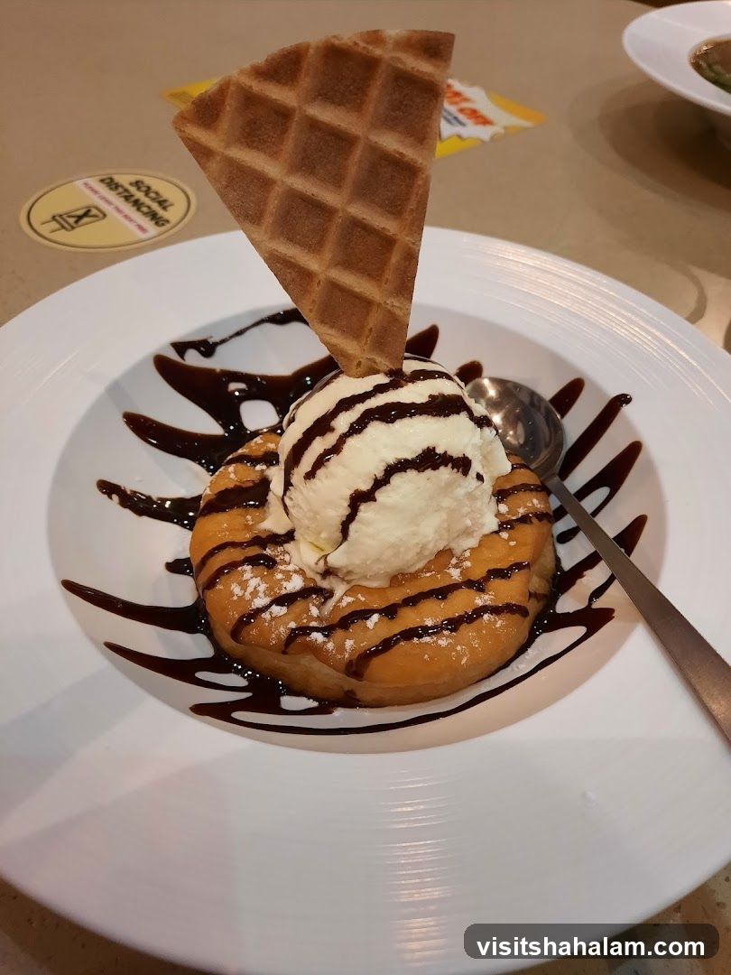 Dessert with Ice Cream and Waffle