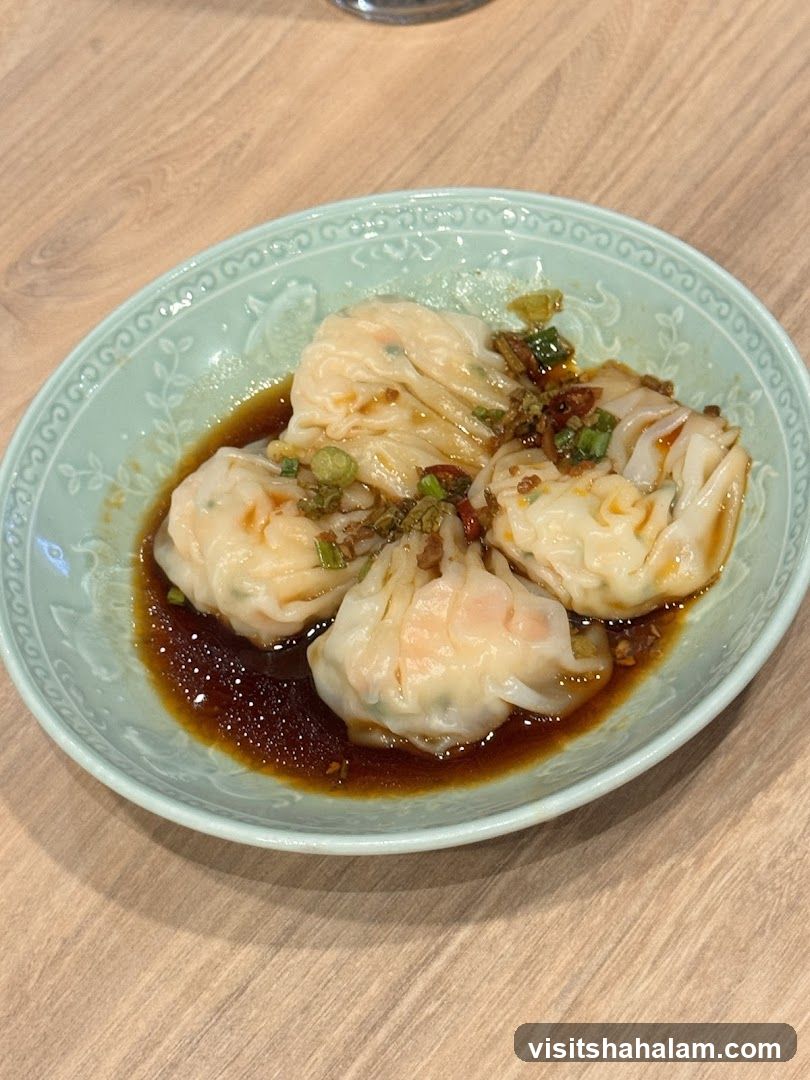 Shrimp Dumplings in Chili Oil
