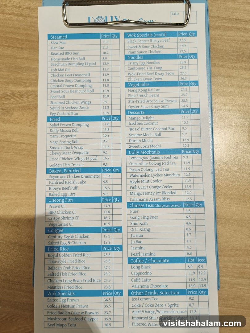 Dolly Dim Sum Menu