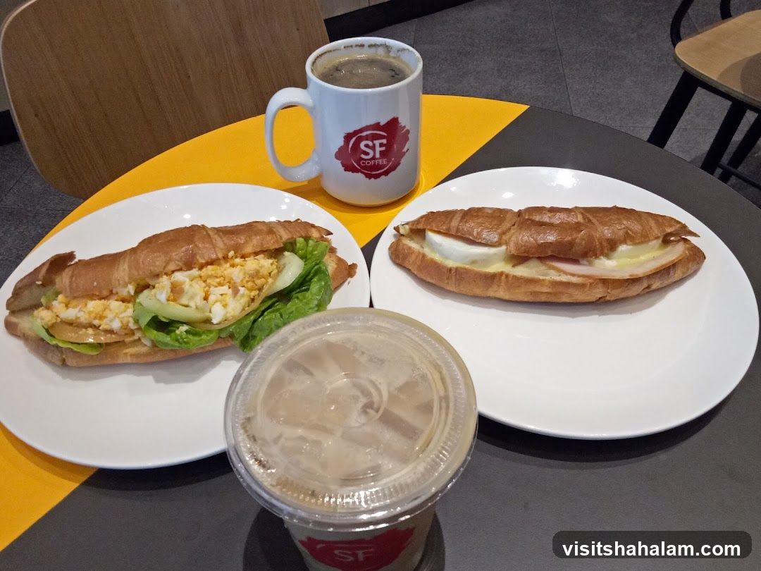 Croissant Sandwiches and Coffee