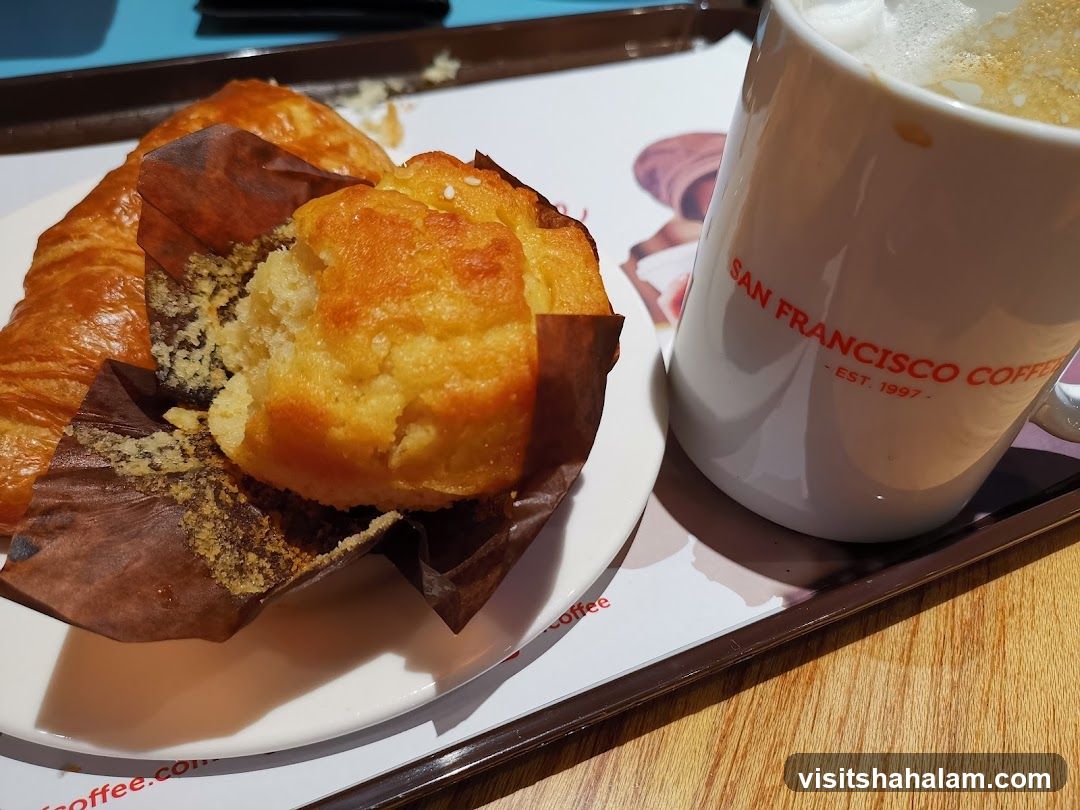 Muffin and Croissant with Coffee