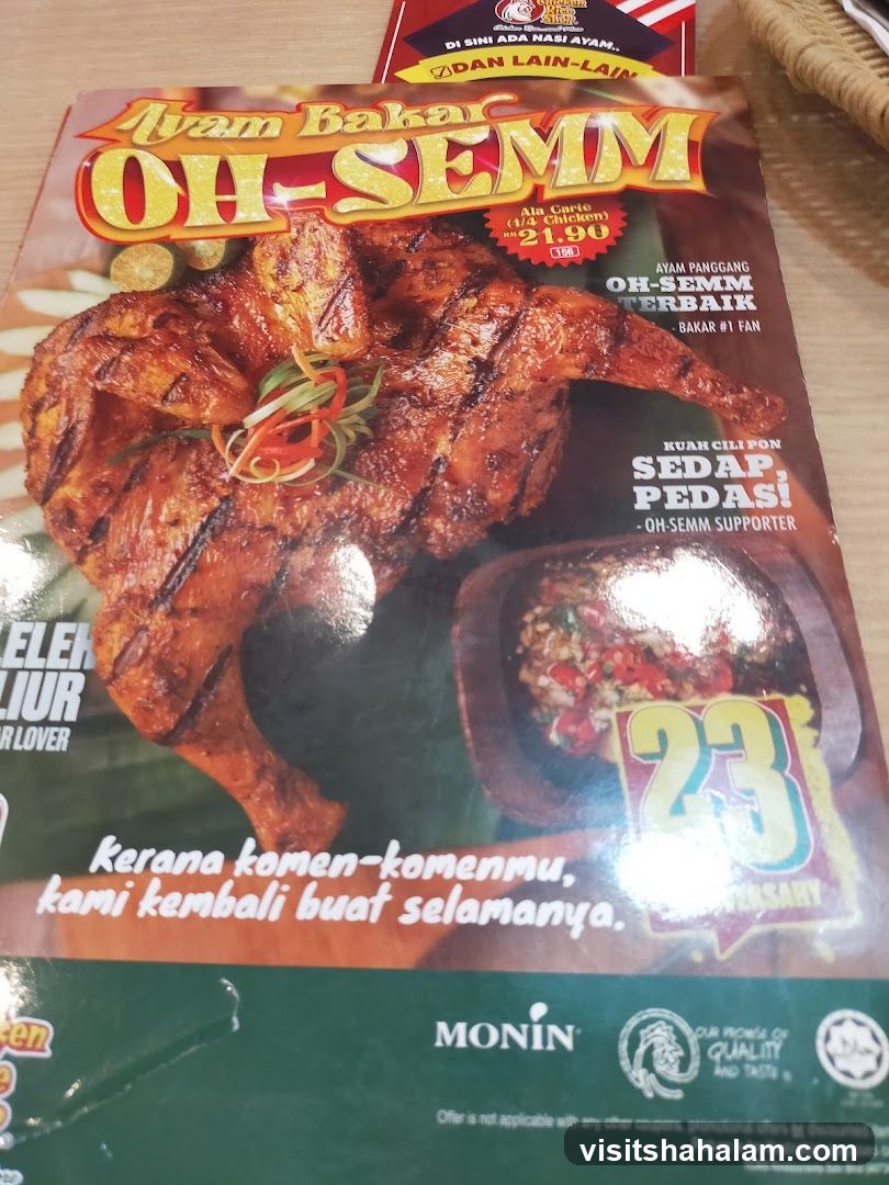 Ayam Bakar Oh-Semm Menu