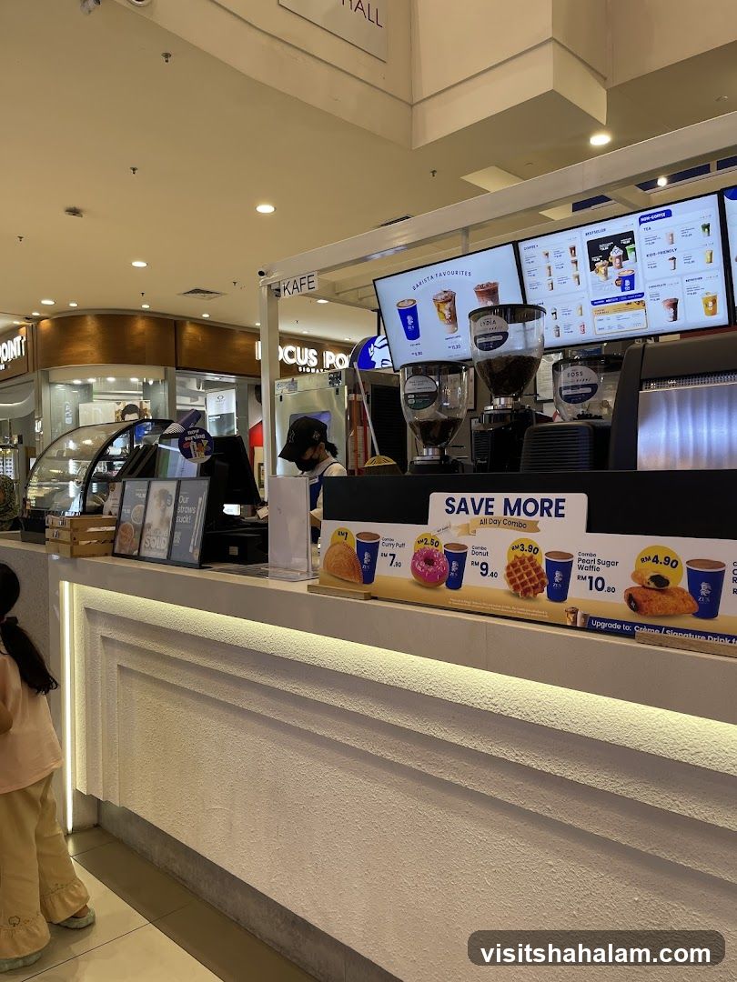 Cafe Counter with Menu and Staff