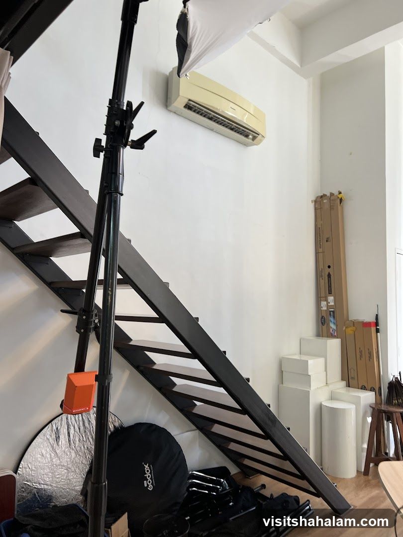 Studio Interior with Staircase and Equipment