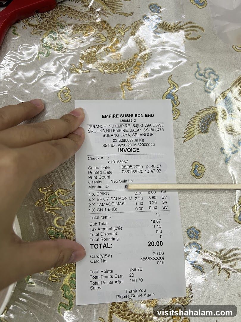 Sushi Receipt